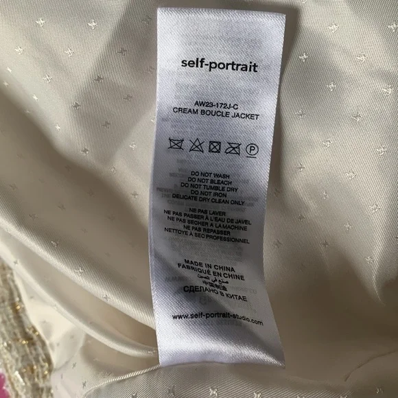 SELF PORTRAIT NWOT Cream Boucle with Gold Tinsel Blazer Jacket size 6 - Picture 12 of 13